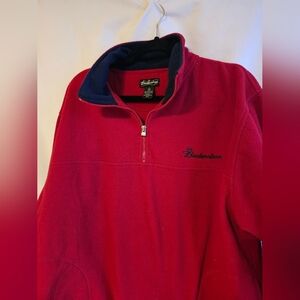Budweiser Red Half-Zip Fleece with Navy Accents Med Vintage